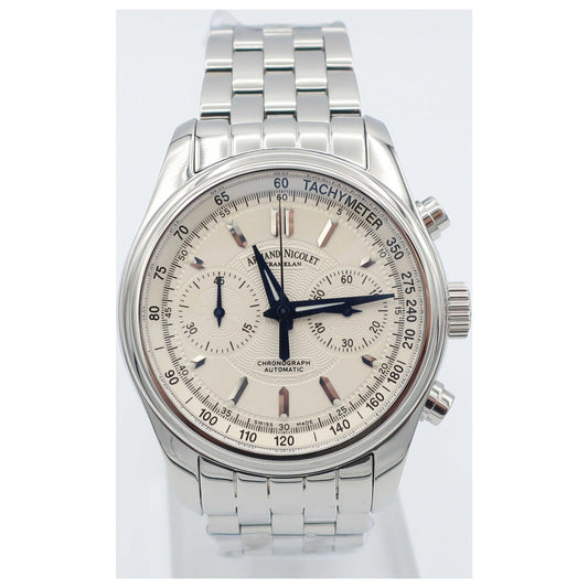 Front view of Armand Nicolet M02 Men's Automatic Watch 9144A-AG-M9140-SD