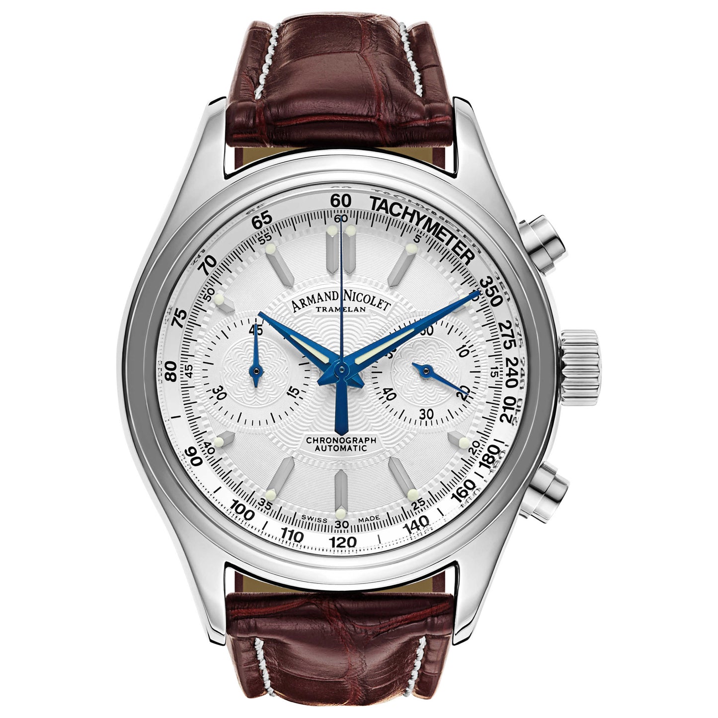 Front view of Armand Nicolet M02 Men's Automatic Watch 9144A-AG-P974MR2