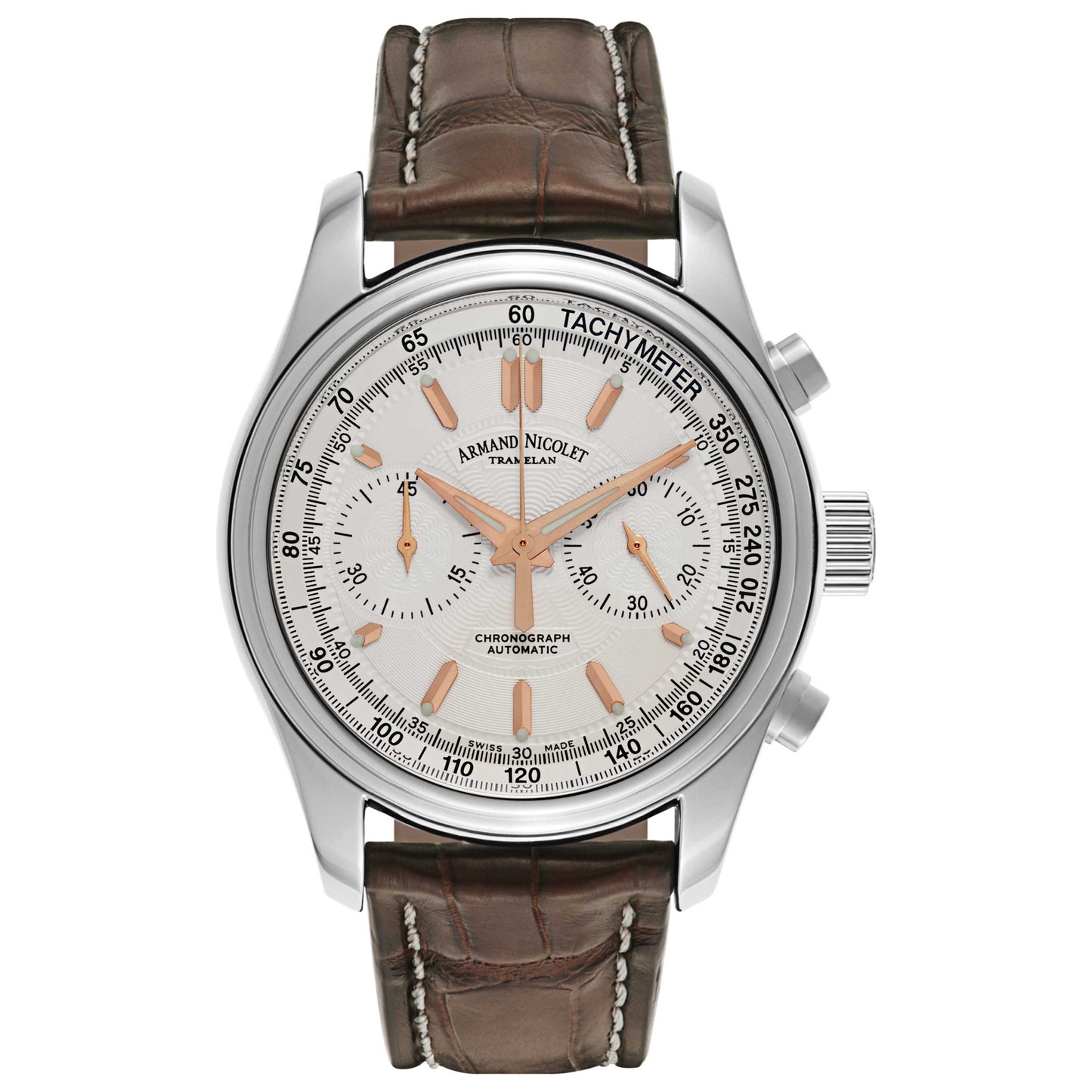 Front view of Armand Nicolet M02 Men's Automatic Watch 9144A-AS-P974MR2