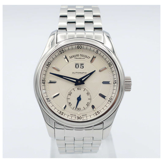 Front view of Armand Nicolet M02 Men's Automatic Watch 9146A-AG-M9140-SD
