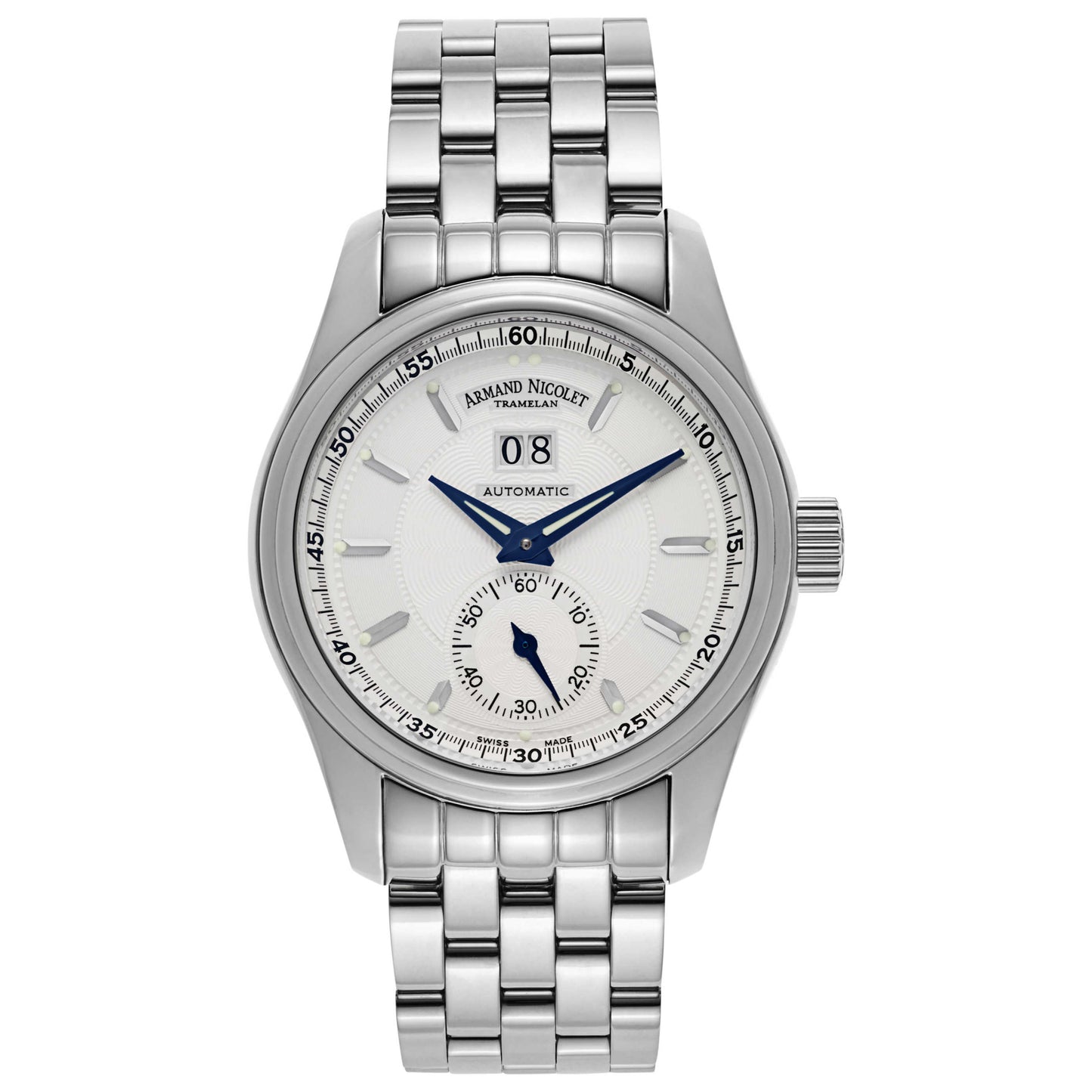Front view of Armand Nicolet M02 Men's Automatic Watch 9146A-AG-M9140