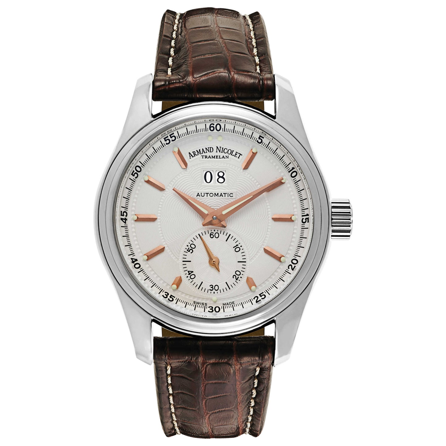 Front view of Armand Nicolet M02 Men's Automatic Watch 9146A-AS-P974MR2