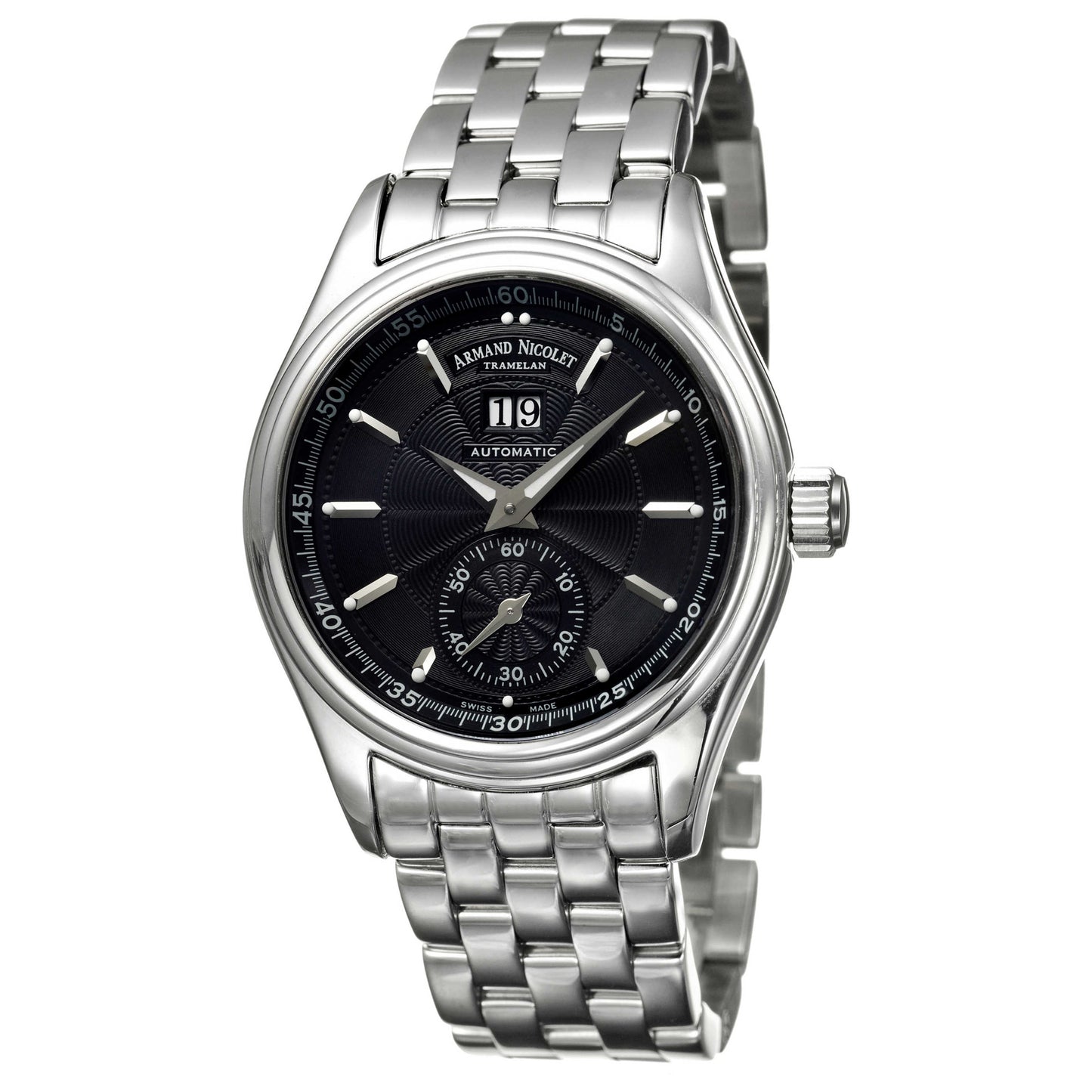 Front view of Armand Nicolet M02 Men's Automatic Watch 9146A-NR-M9140