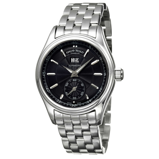 Front view of Armand Nicolet M02 Men's Automatic Watch 9146A-NR-M9140