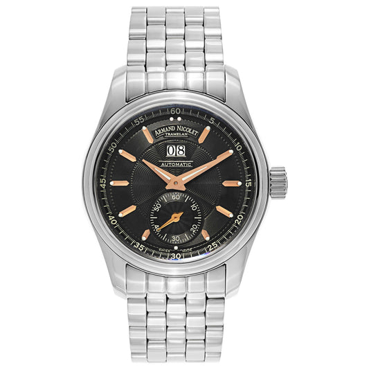 Front view of Armand Nicolet M02 Men's Automatic Watch 9146A-NS-M9140