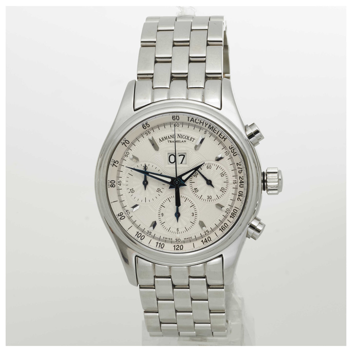 Front view of Armand Nicolet M02 Men's Automatic Watch 9148A-AG-M9140-SD