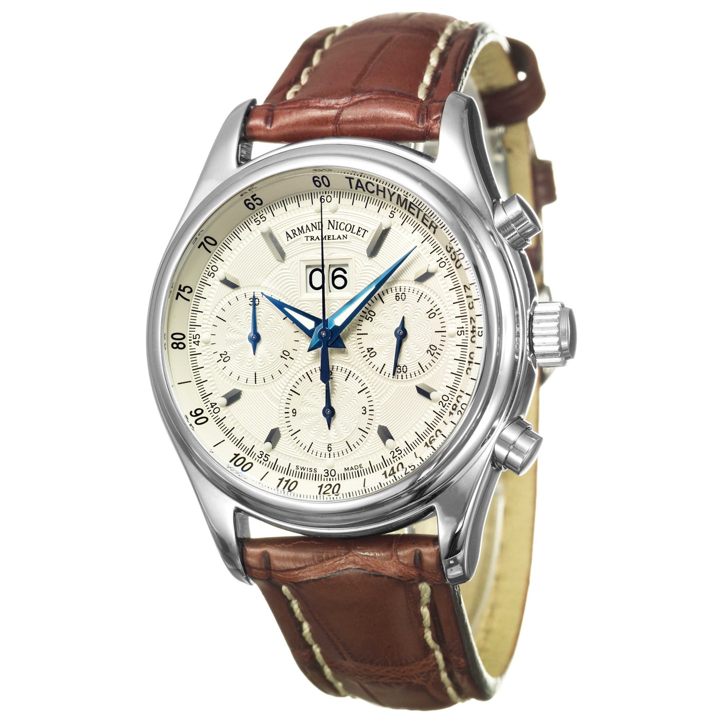 Front view of Armand Nicolet M02 Men's Automatic Watch 9148A-AG-P914MR2