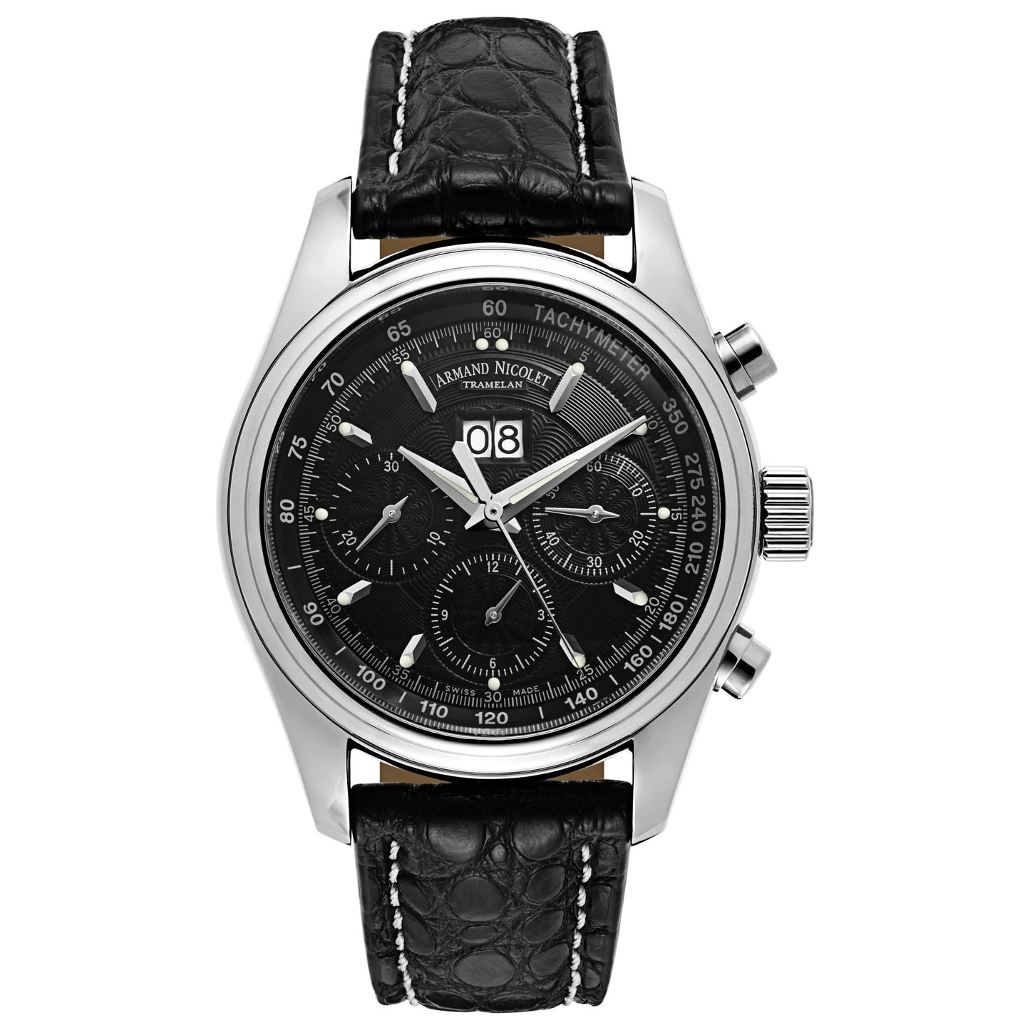 Front view of Armand Nicolet M02 Men's Automatic Watch 9148A-NR-P974NR2