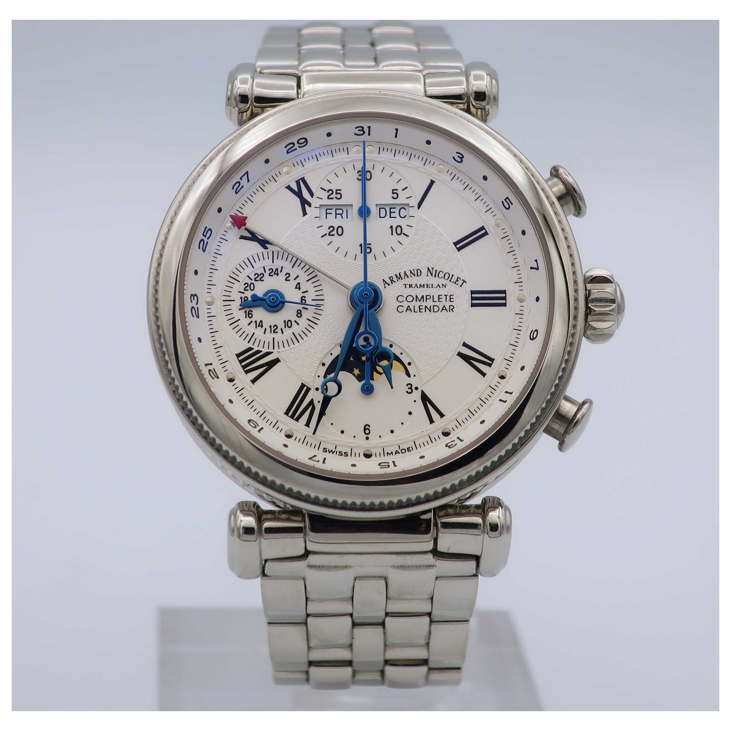 Front view of Armand Nicolet Arc Royal Men's Automatic Watch 9432A-NR-M9430-PO