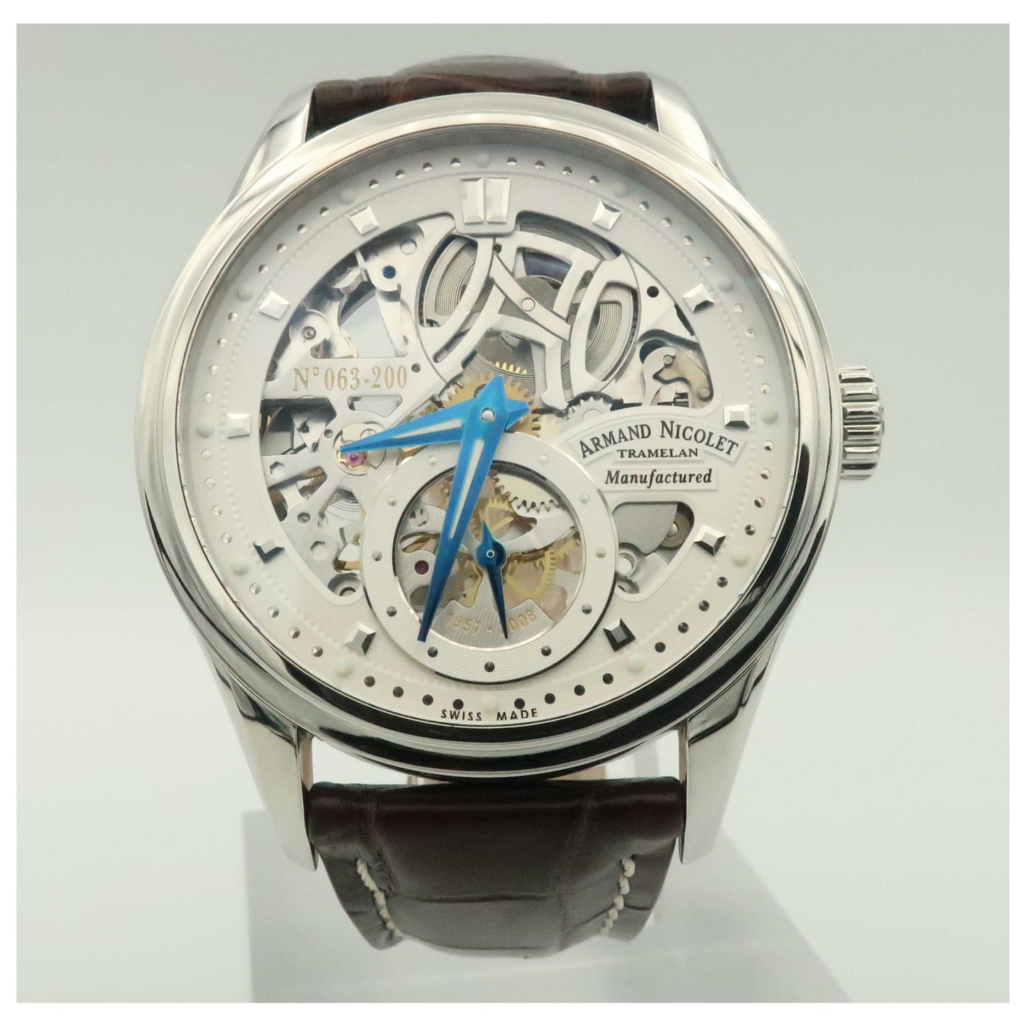 Front view of Armand Nicolet LS8 Men's Manual-Wind Watch 9620S-AG-P713MR2-PO