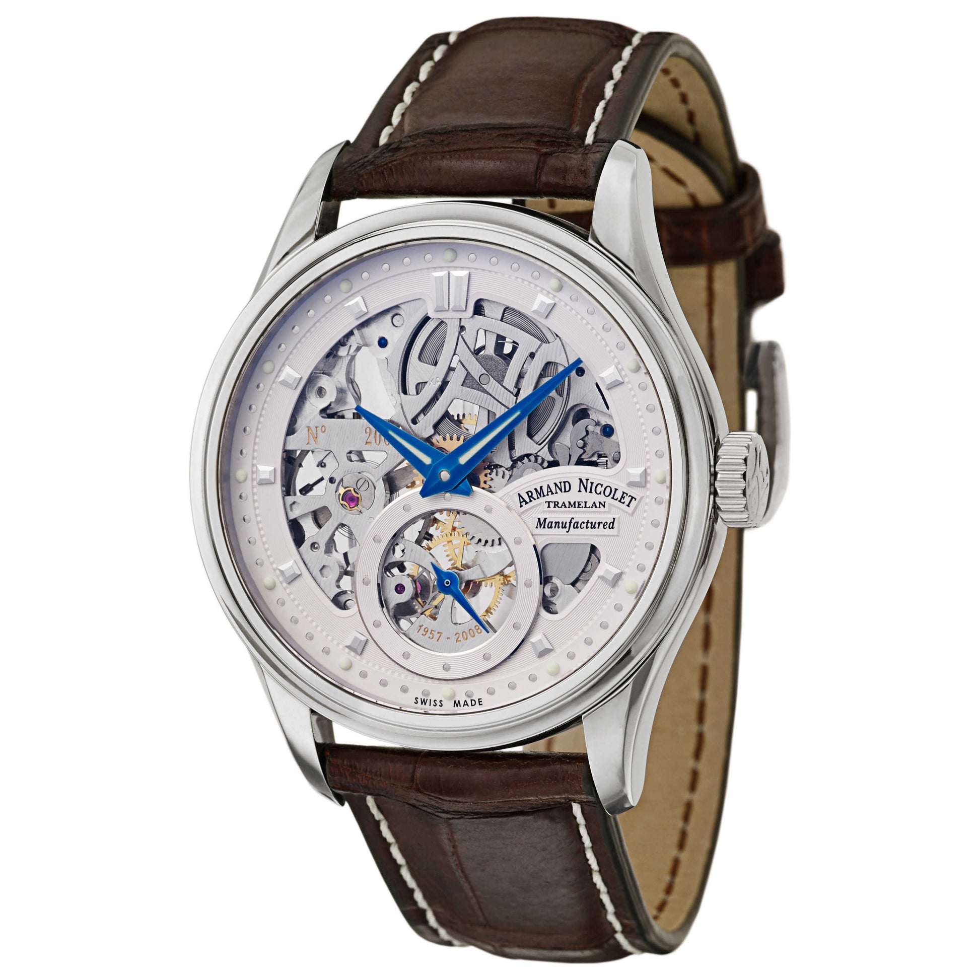 Front view of Armand Nicolet LS8 Men's Manual-Wind Watch 9620S-AG-P713NR2