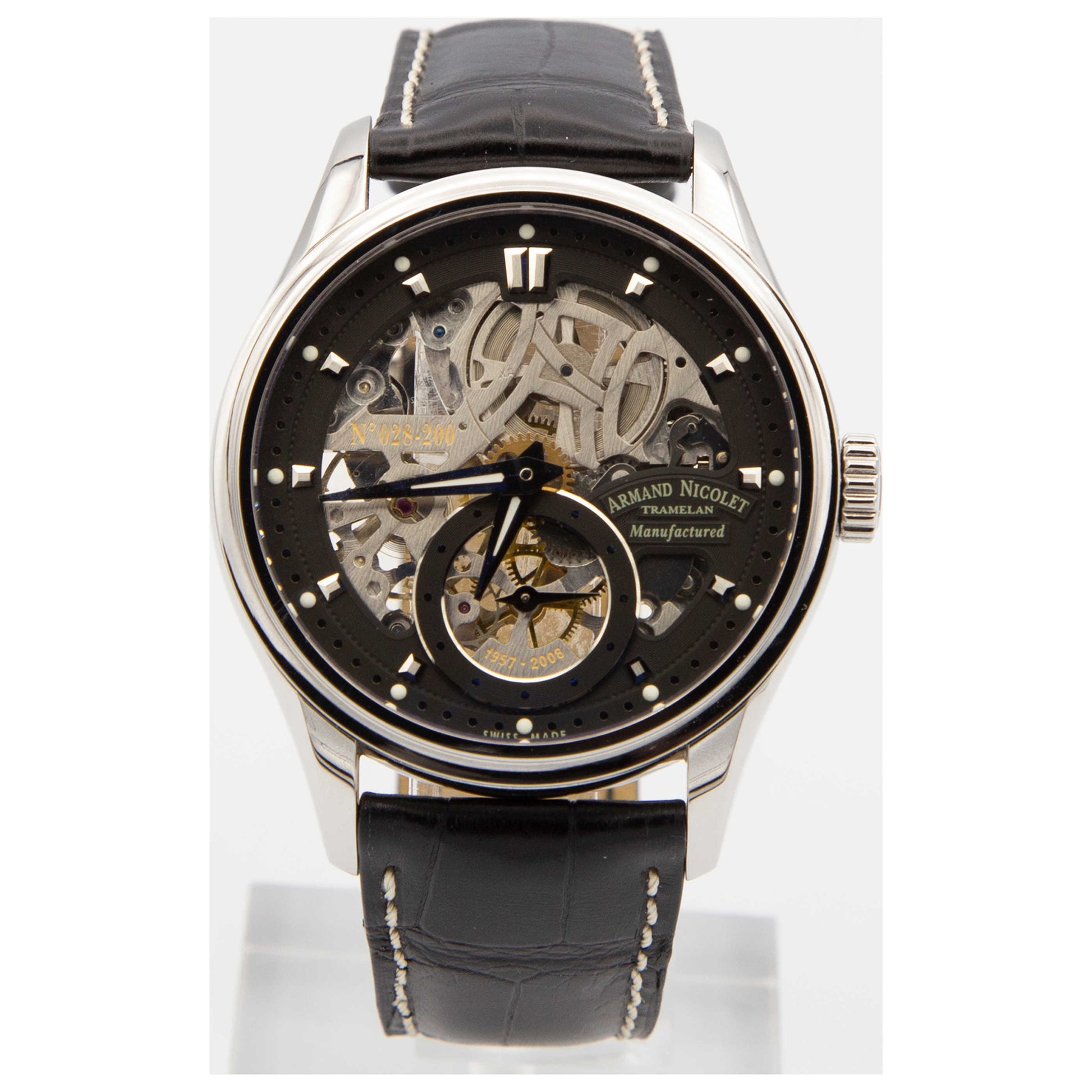 Front view of Armand Nicolet LS8 Men's Manual-Wind Watch 9620S-NR-P713NR2-SDV