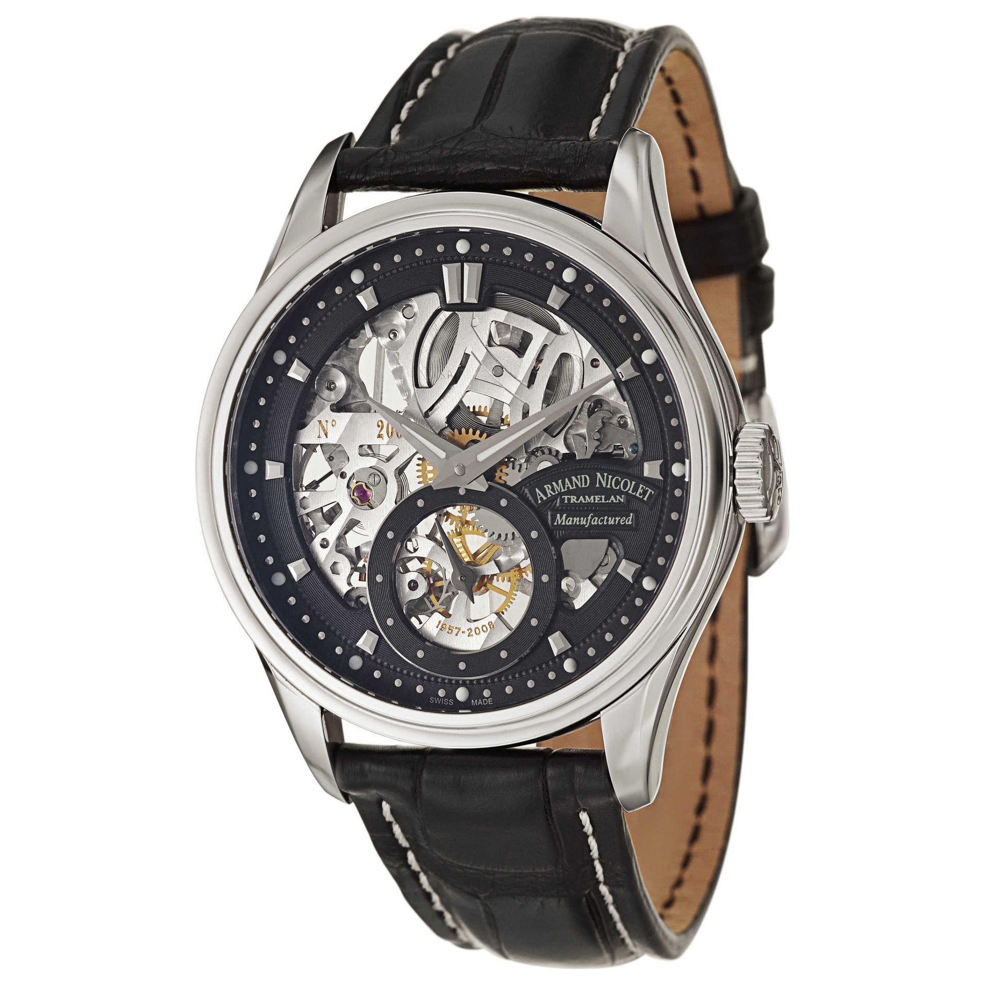 Front view of Armand Nicolet LS8 Men's Manual-Wind Watch 9620S-NR-P713NR2