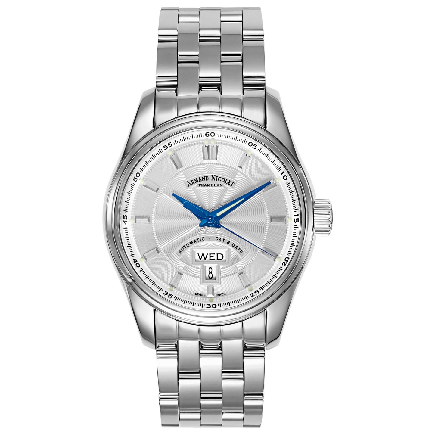 Front view of Armand Nicolet M02 Men's Automatic Watch 9640A-AG-M9140
