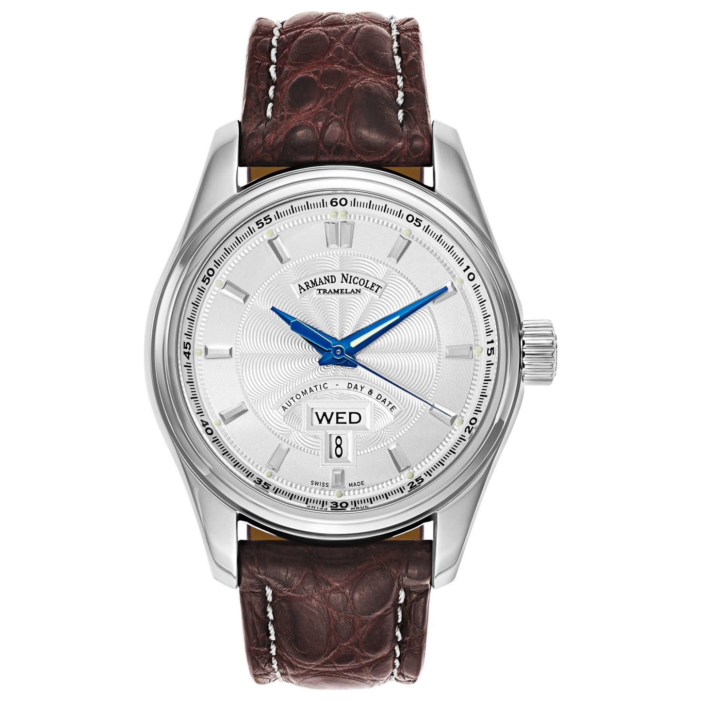 Front view of Armand Nicolet M02 Men's Automatic Watch 9640A-AG-P974MR2