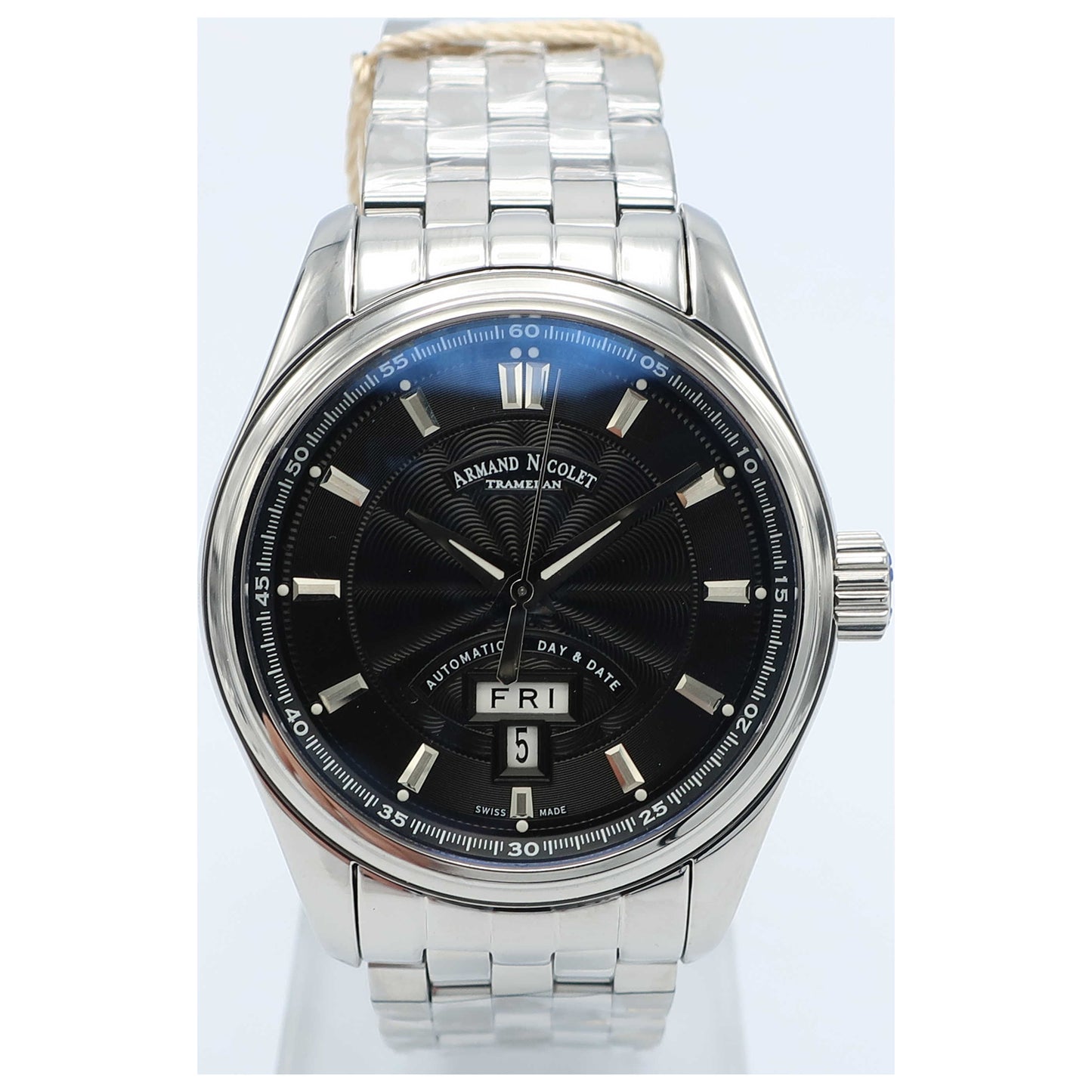 Front view of Armand Nicolet M02 Men's Automatic Watch 9640A-NR-M9140-SD