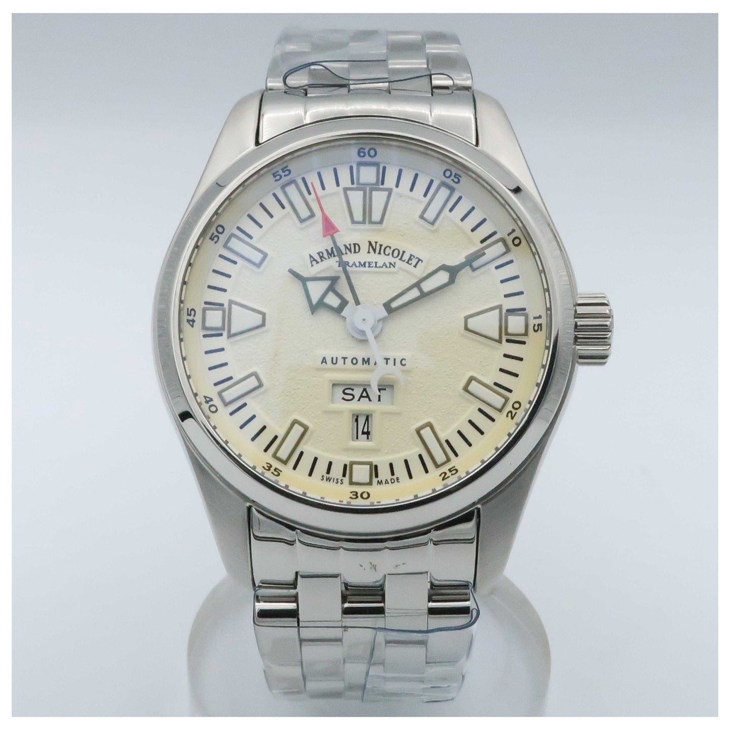 Front view of Armand Nicolet M02 Men's Automatic Watch 9640M-IV-M9140-SDV