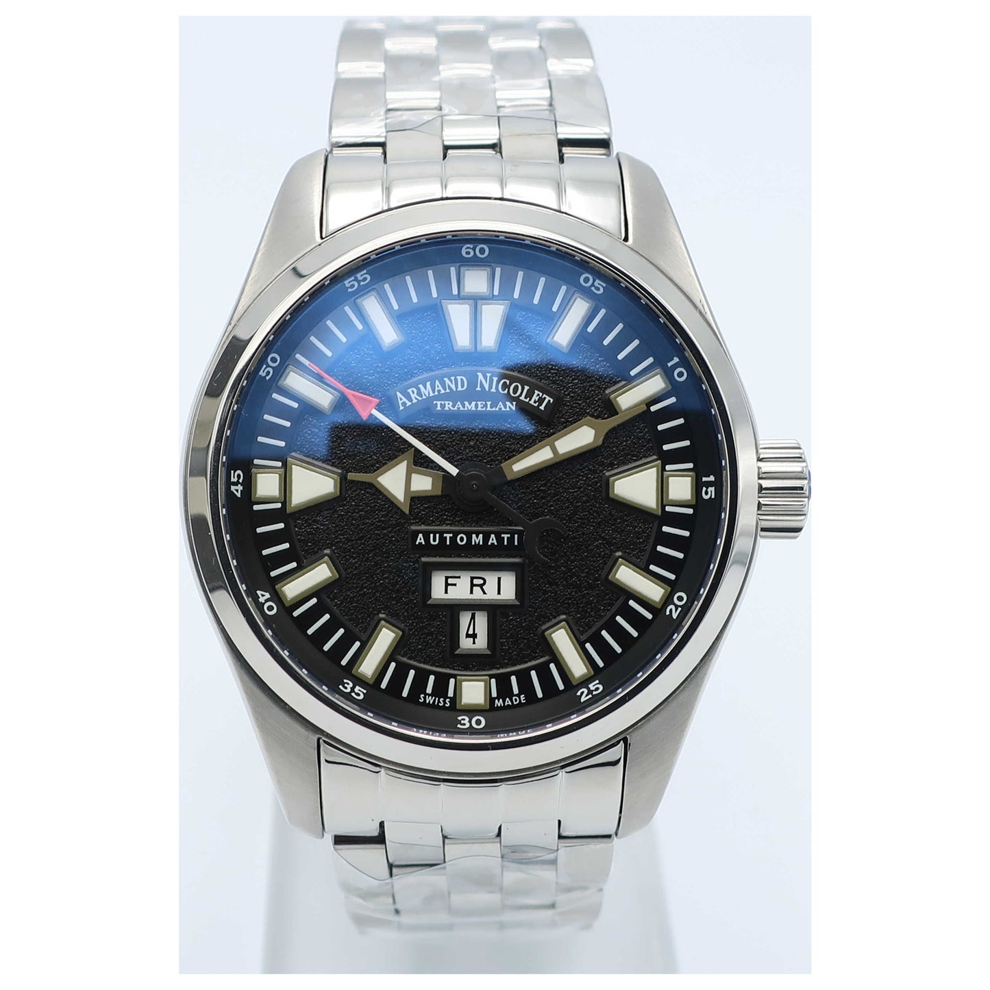 Front view of Armand Nicolet M02 Men's Automatic Watch 9640M-NR-M9140-SD