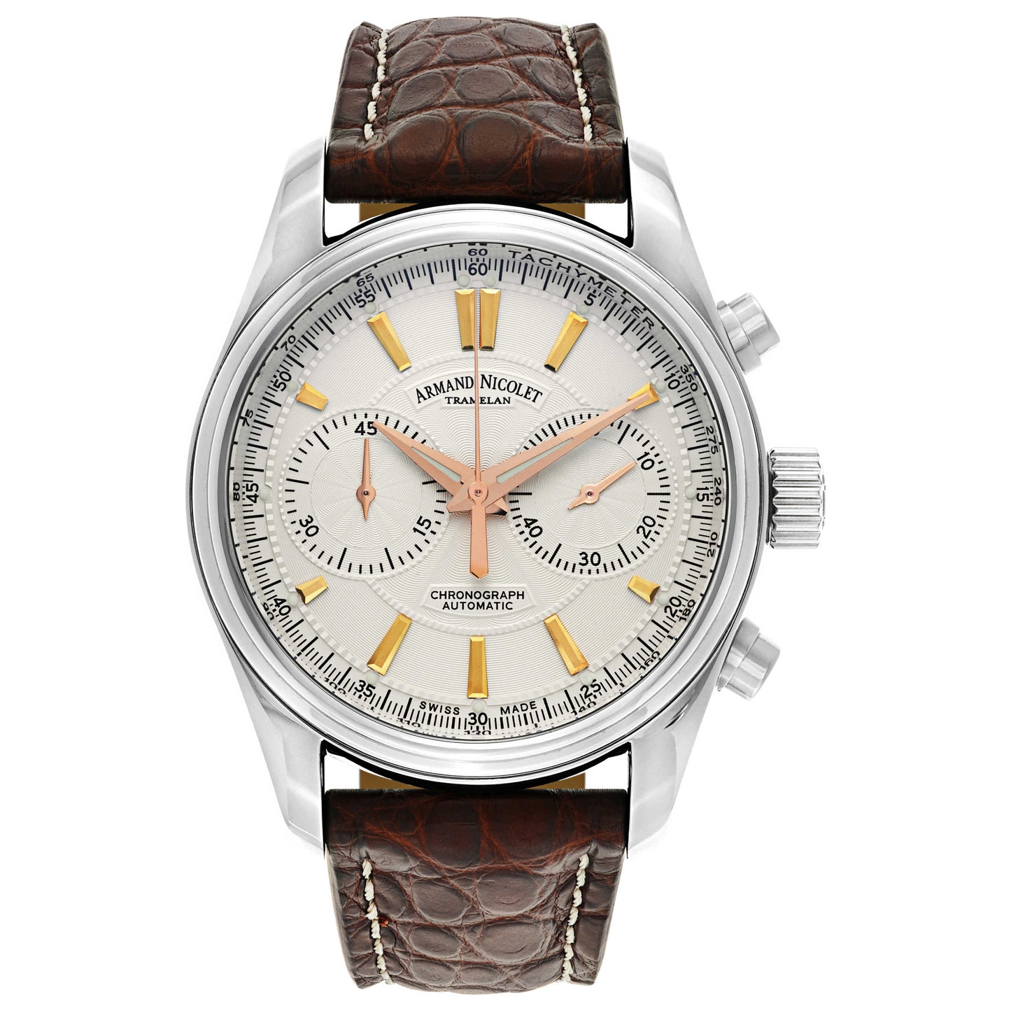 Front view of Armand Nicolet M02 Men's Automatic Watch 9644A-AS-P974MR2