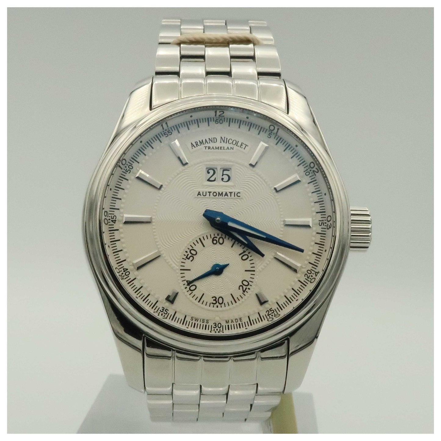 Front view of Armand Nicolet M02 Men's Automatic Watch 9646A-AG-M9140-SDV