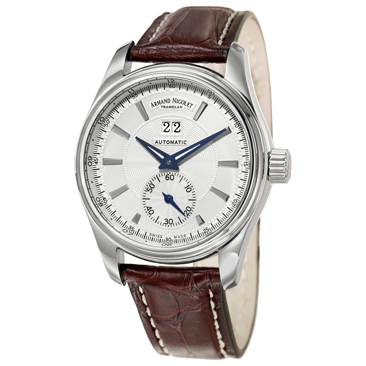Front view of Armand Nicolet M02 Men's Automatic Watch 9646A-AG-P961MR2