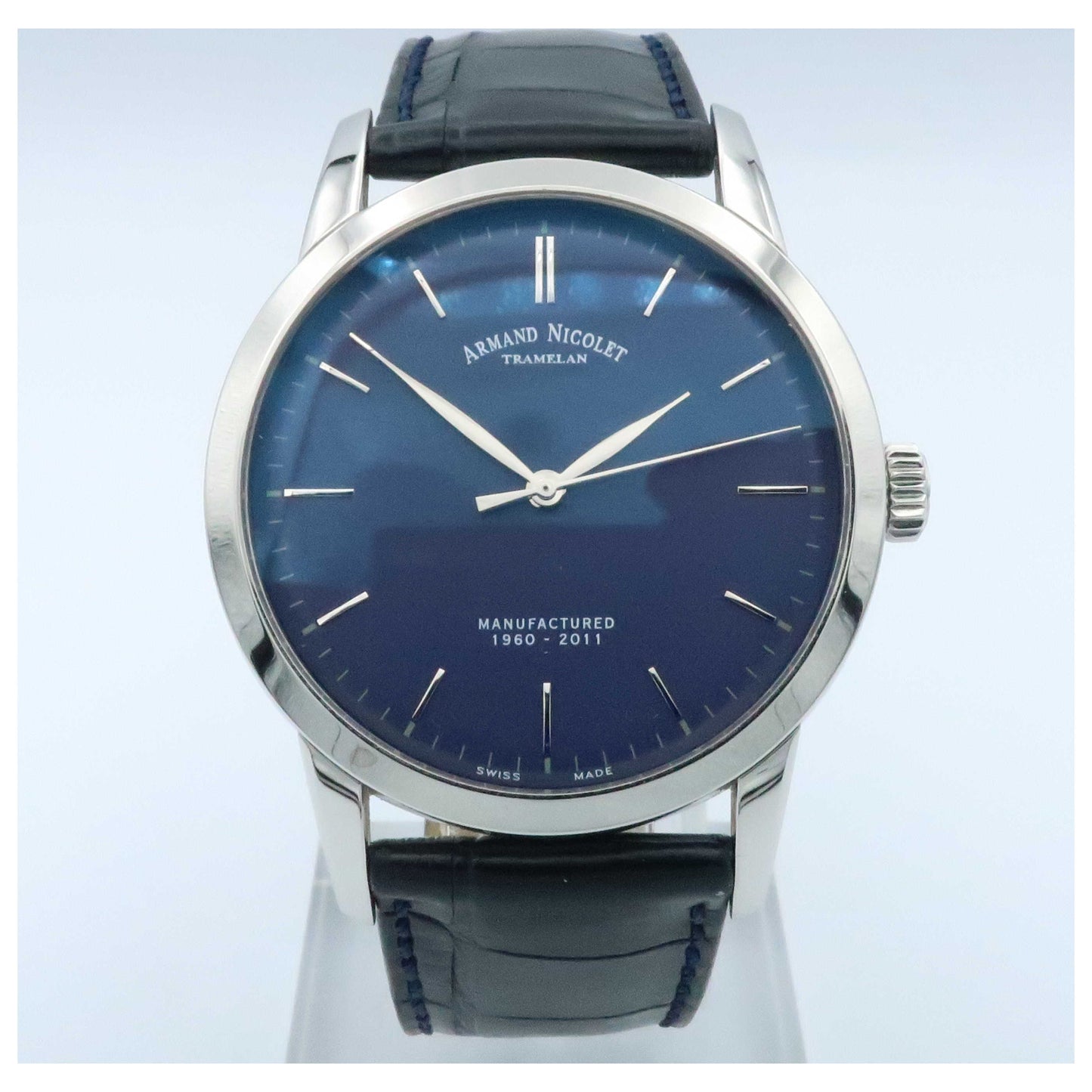 Front view of Armand Nicolet L10 Men's Manual-Wind Watch 9670A-BU-P670BU1-PO