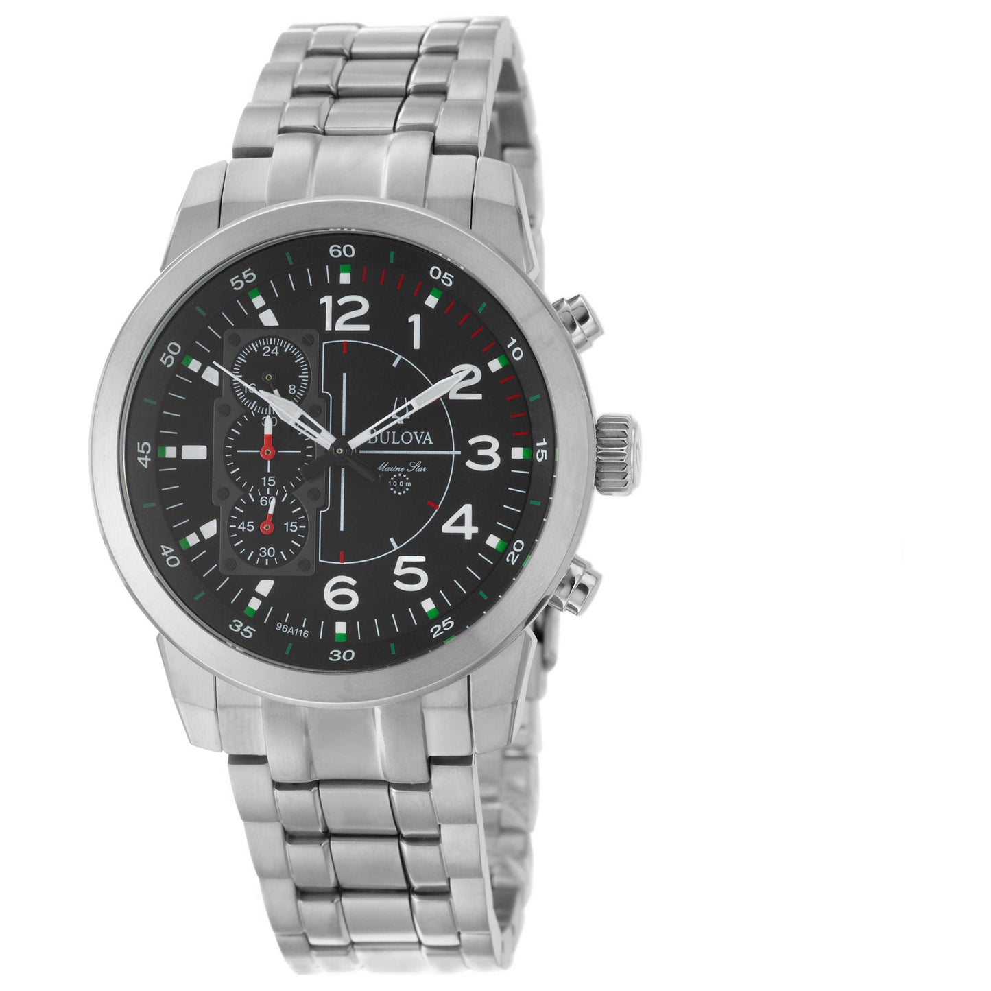 Front view of Bulova Marine Star Men's Quartz Watch 96A116