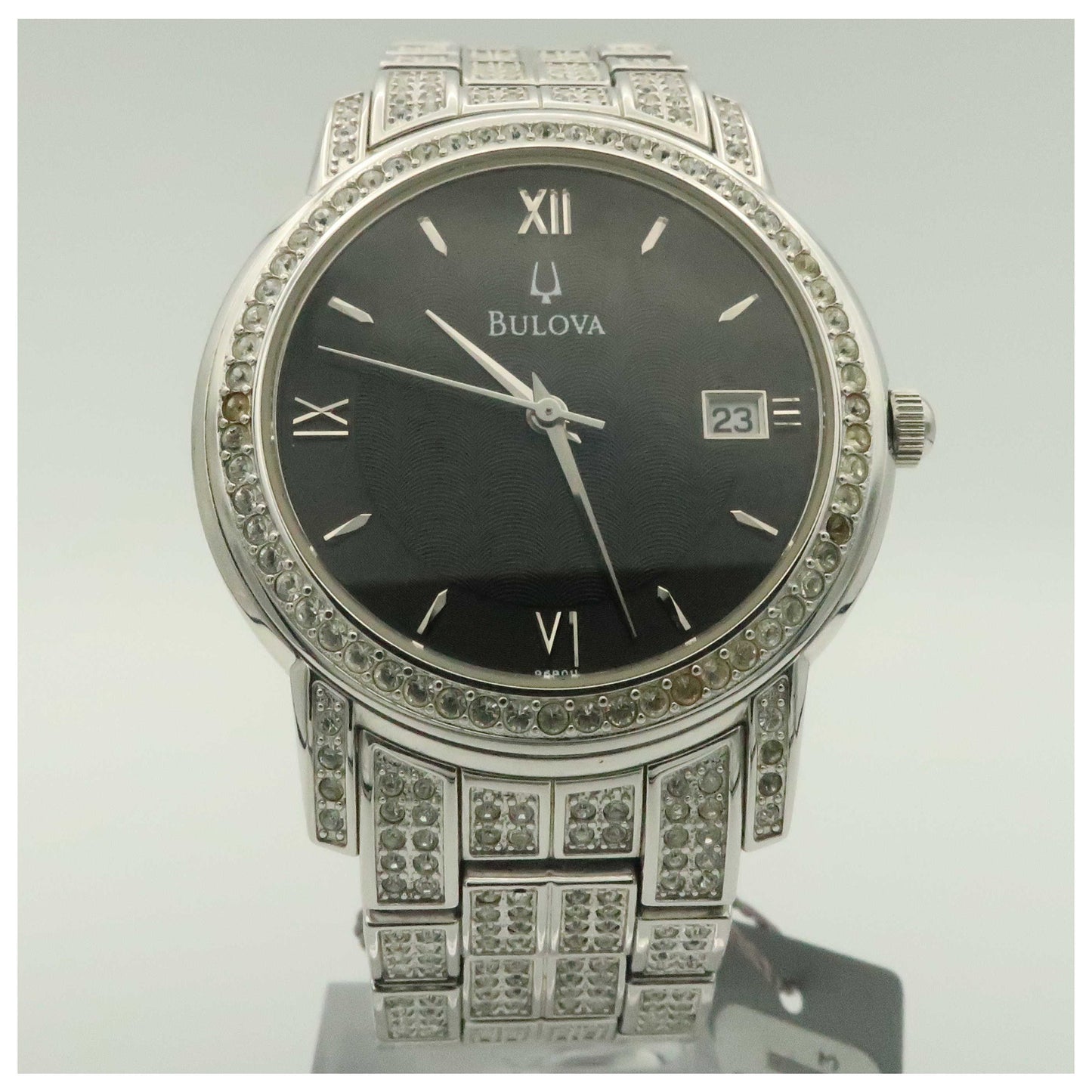 Front view of Bulova Crystal Men's Quartz Watch 96B011-PO2