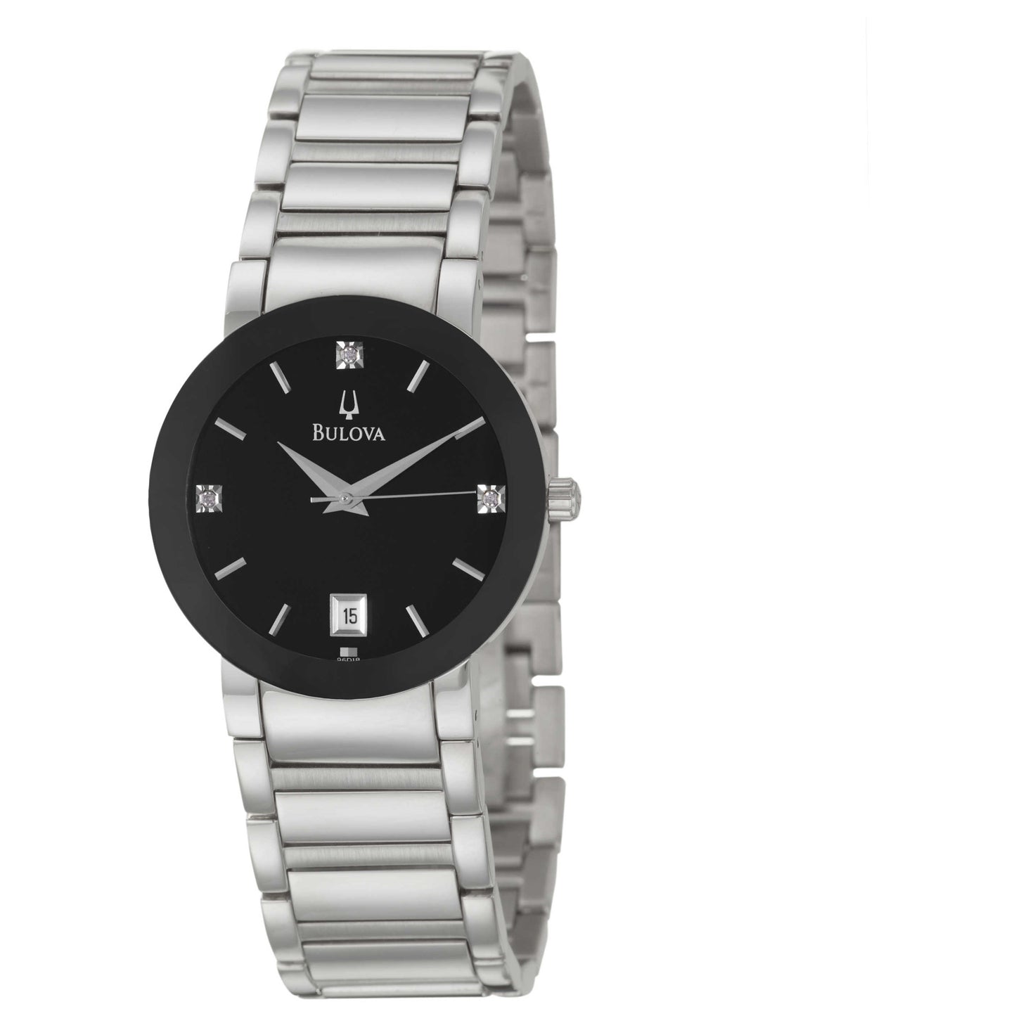 Front view of Bulova Diamonds Men's Japanese Quartz (Battery-Powered) Watch 96D18