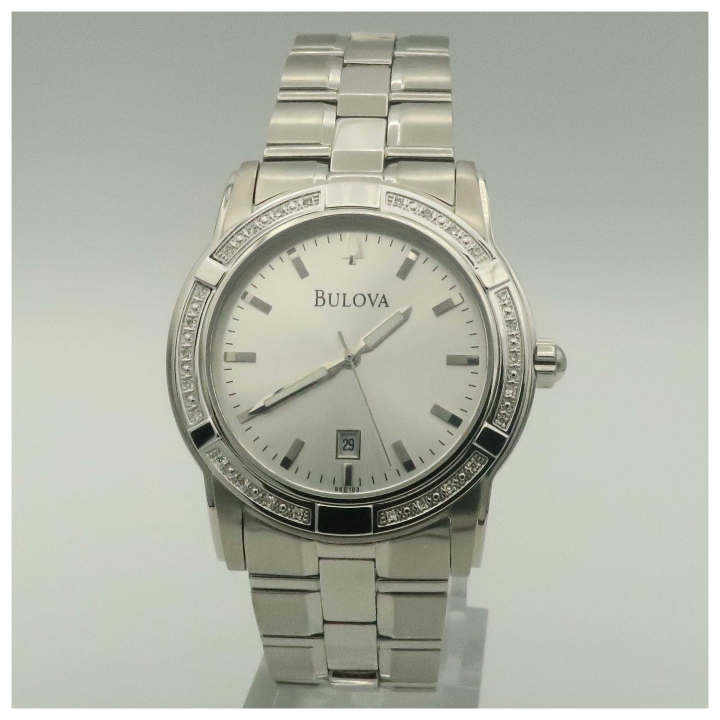 Front view of Bulova Diamonds Men's Quartz Watch 96E103-PO