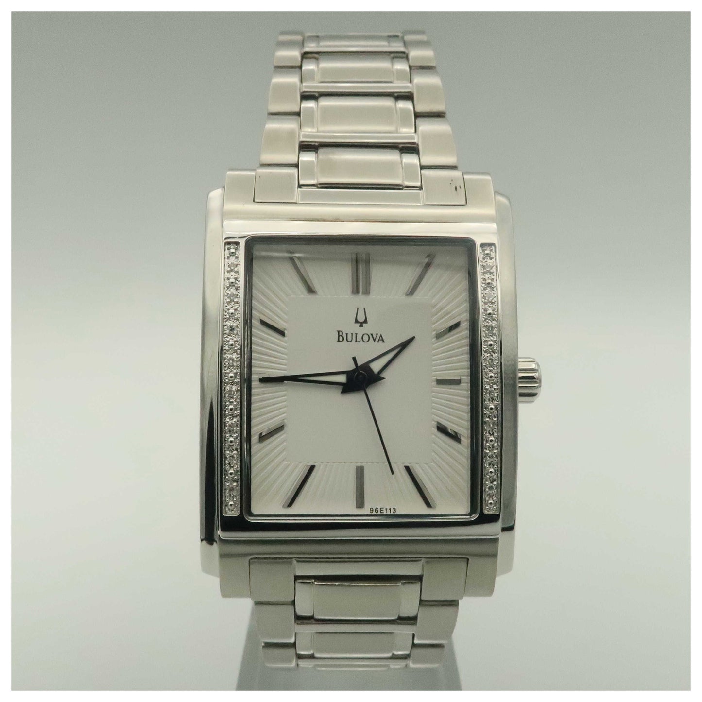 Front view of Bulova Diamonds Men's Japanese Quartz (Battery-Powered) Watch 96E113-PO