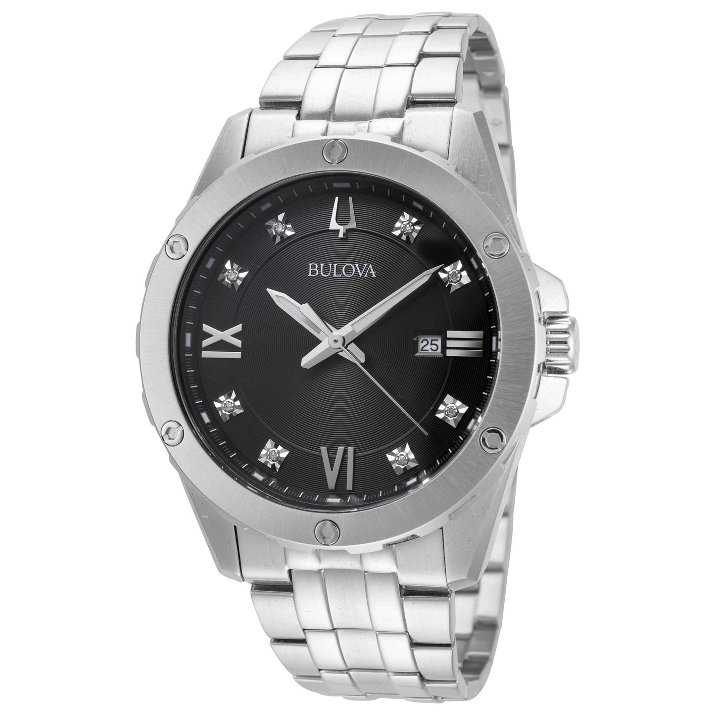 Front view of Bulova Diamond Men's Quartz Watch 96K106