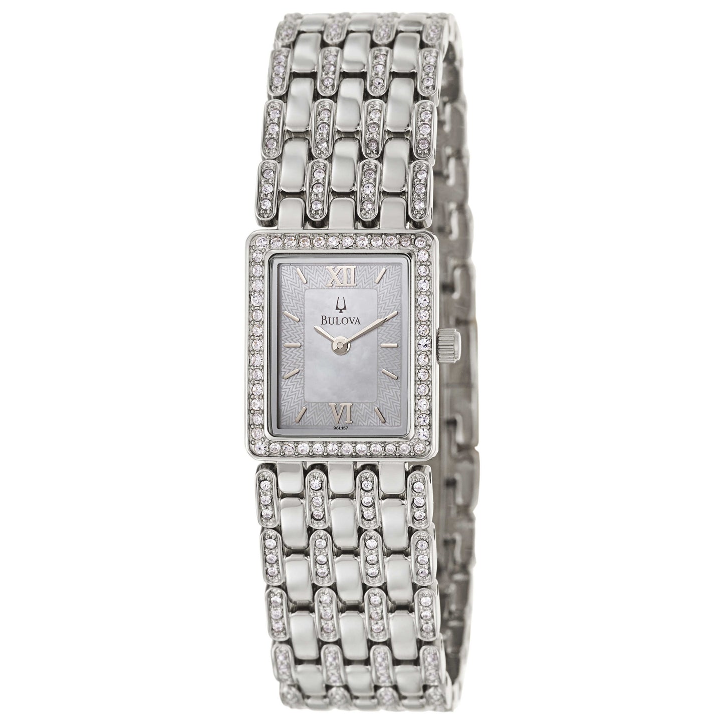 Front view of Bulova Crystal Women's Japanese Quartz (Battery-Powered) Watch 96L157