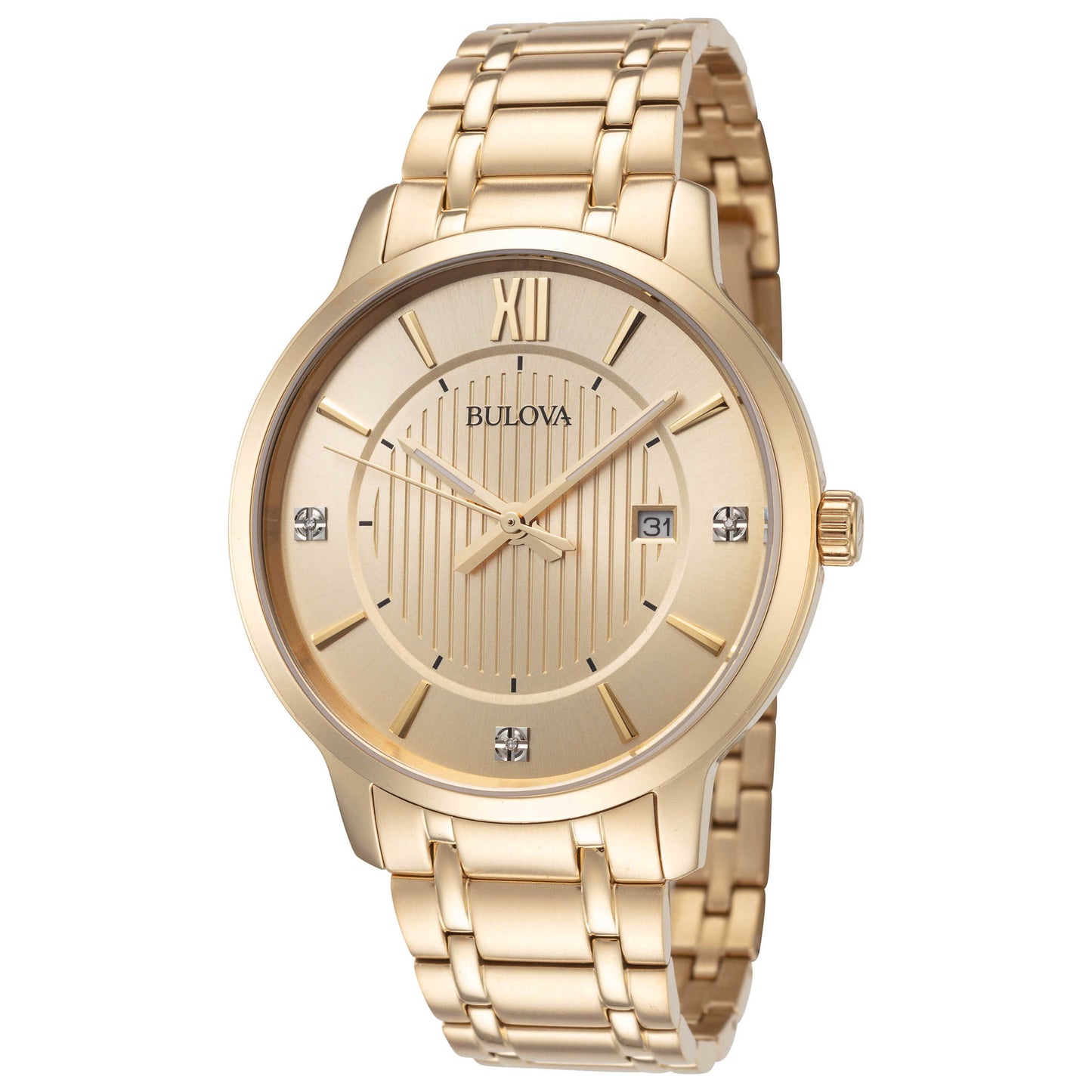 Front view of Bulova Diamond Men's Quartz Watch 97D117