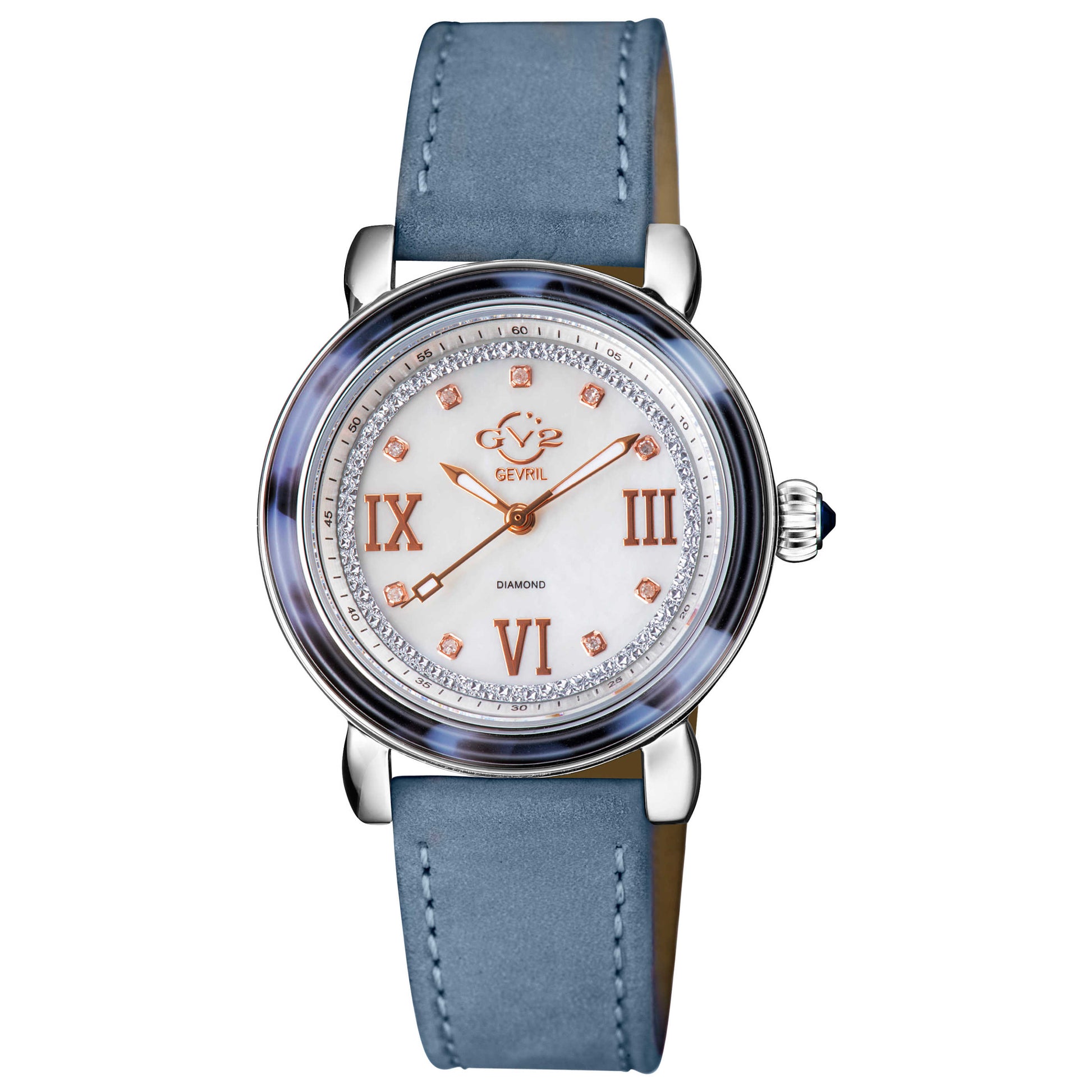 Front view of GV2 by Gevril Marsala Diamond Women's Quartz Watch 9850