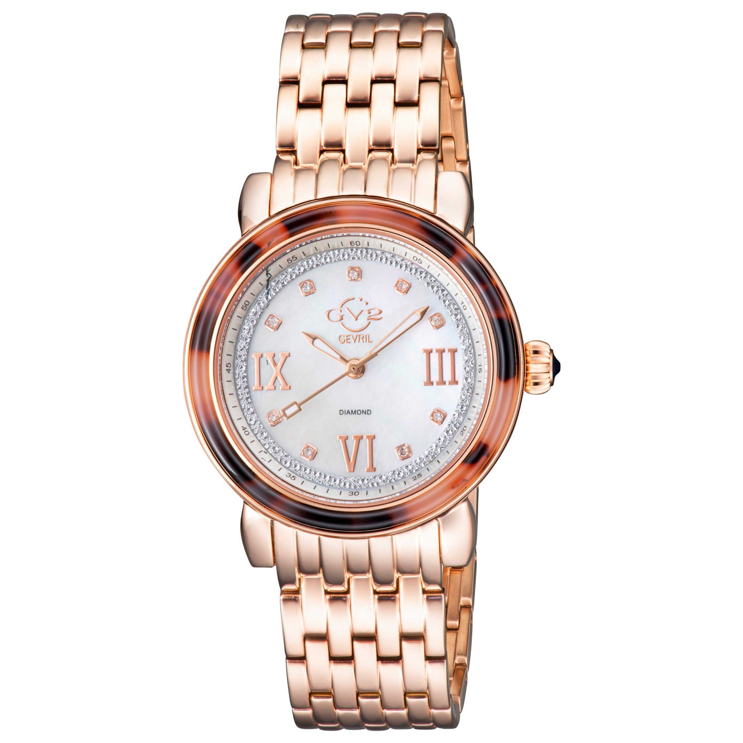 Front view of GV2 by Gevril Marsala Diamond Women's Quartz Watch 9853B