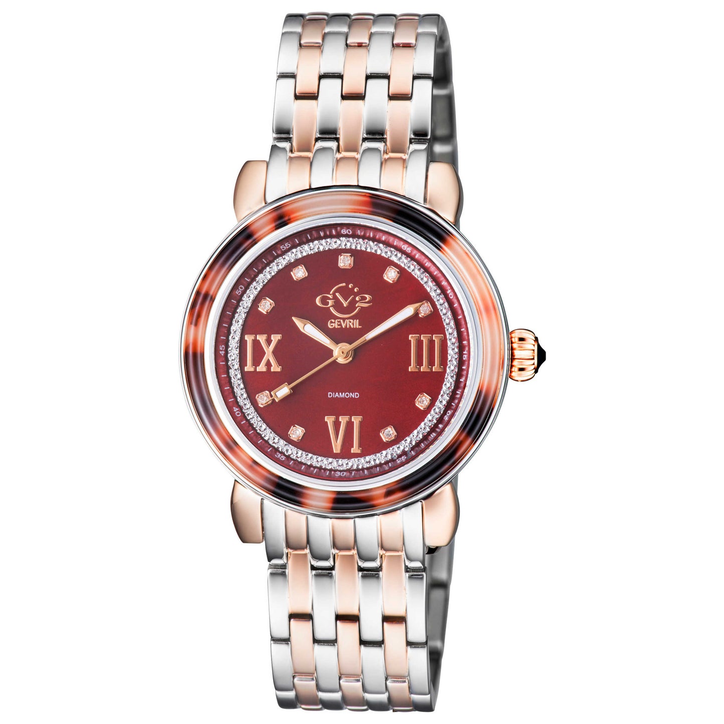 Front view of GV2 by Gevril Marsala Diamond Women's Quartz Watch 9855B
