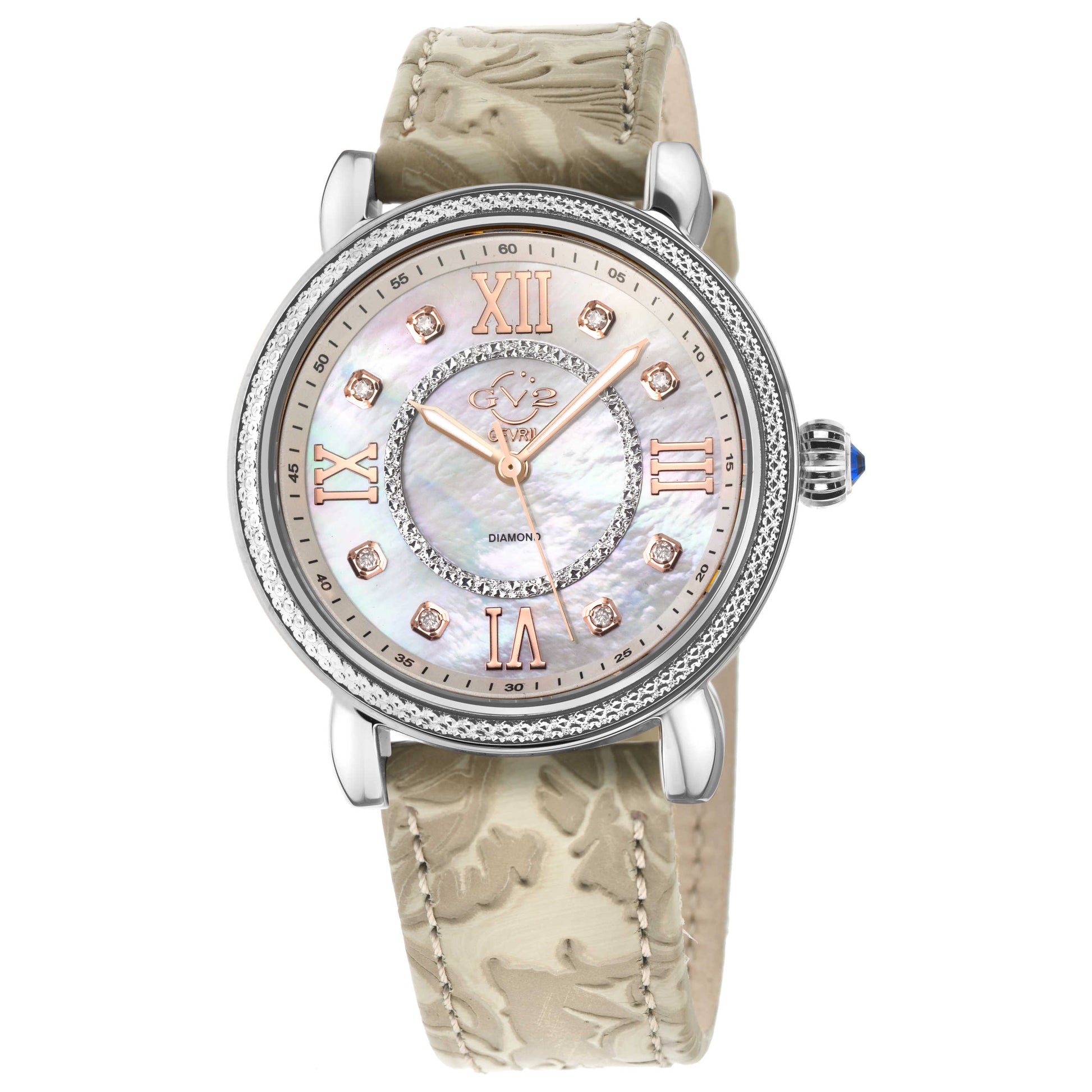 Front view of GV2 by Gevril Marsala Diamond Women's Quartz Watch 9860