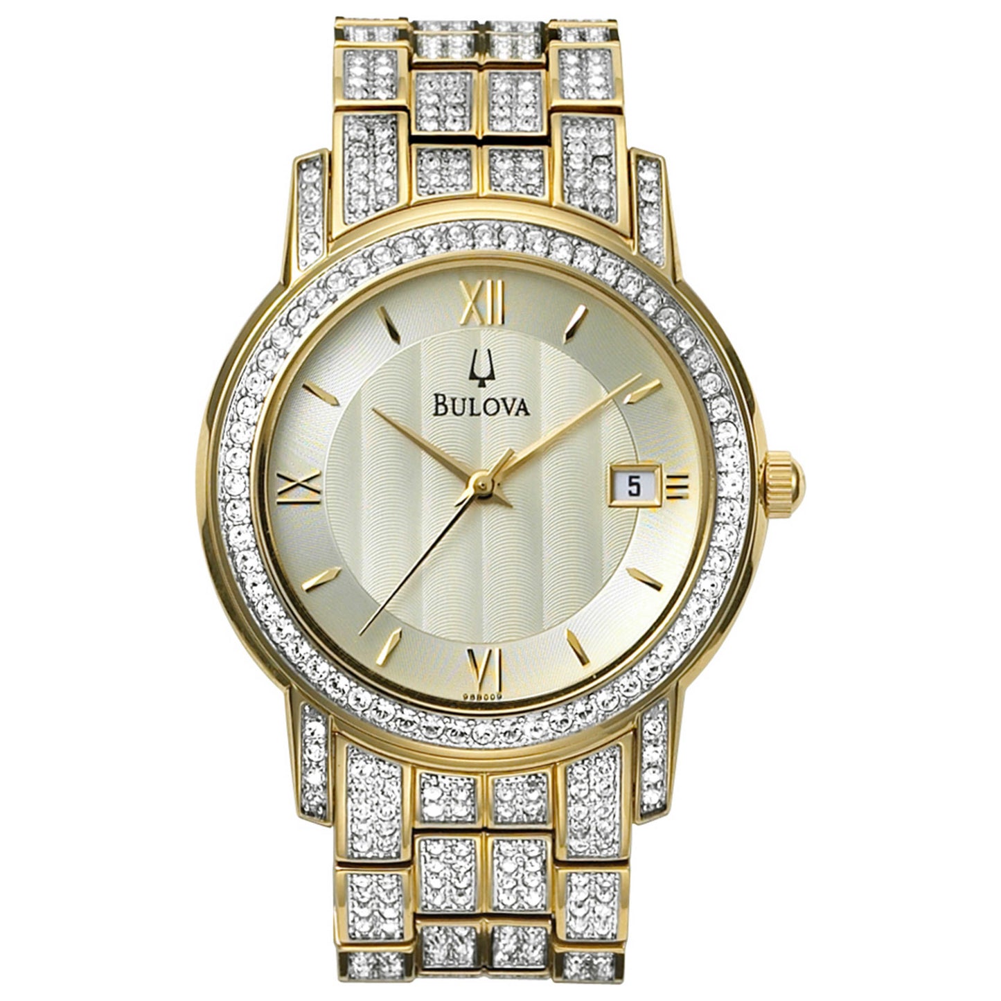 Front view of Bulova Crystal Men's Japanese Quartz (Battery-Powered) Watch 98B009