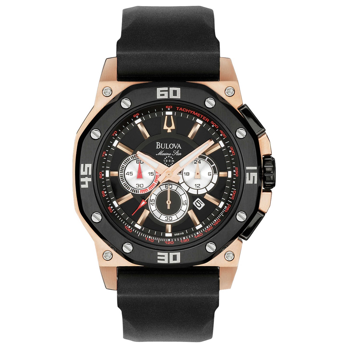 Front view of Bulova Marine Star Men's Quartz Watch 98B118