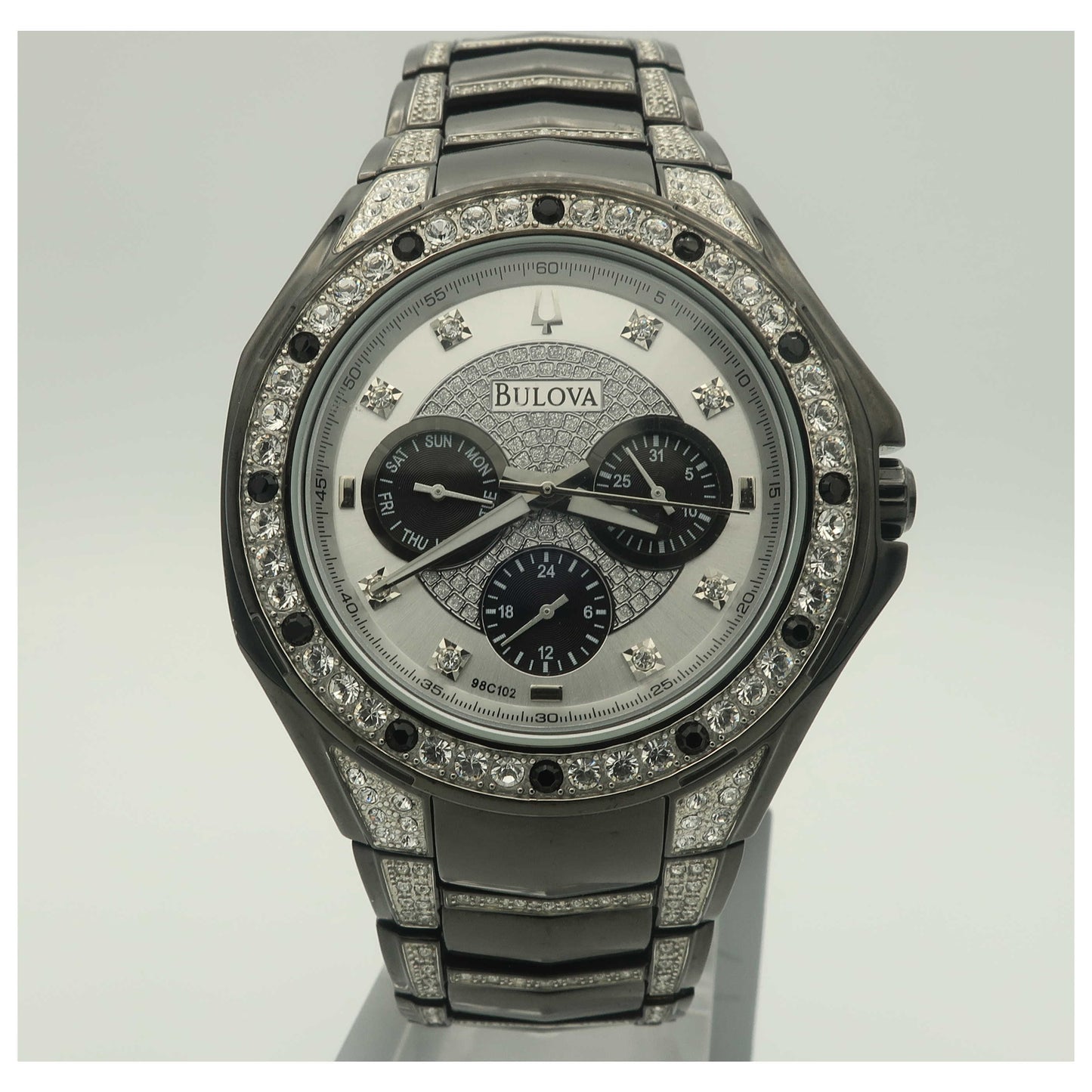 Front view of Bulova Crystal Men's Quartz Watch 98C102-SDV