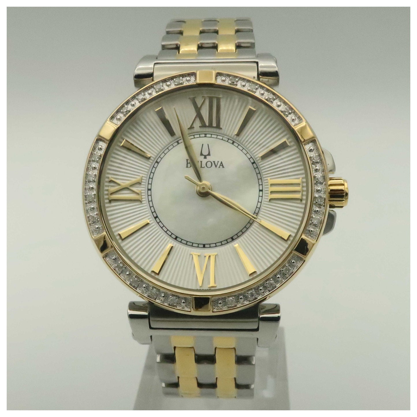 Front view of Bulova Diamonds Women's Japanese Quartz (Battery-Powered) Watch 98R167-PO