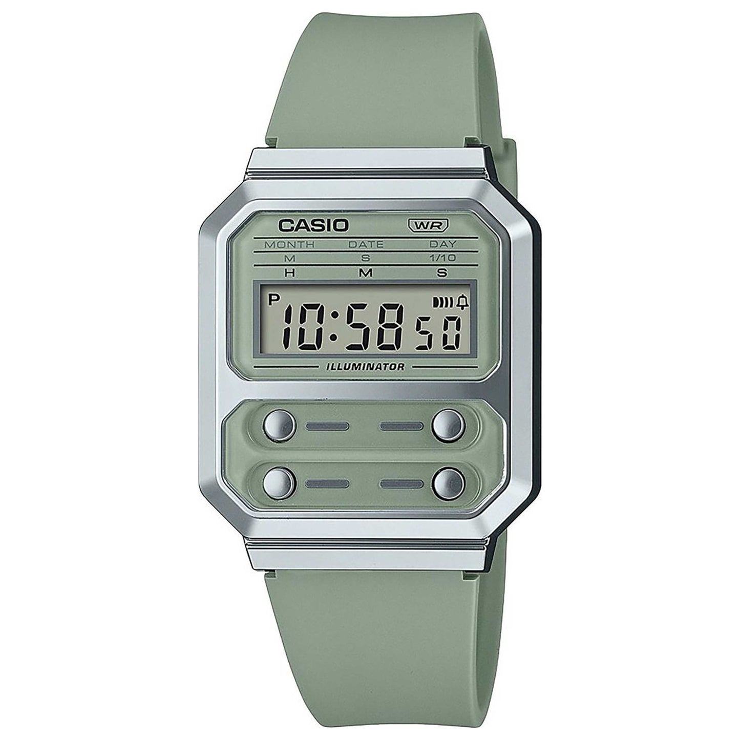 Front view of Casio Retro Vintage Unisex Quartz Watch A100WEF-3AEF