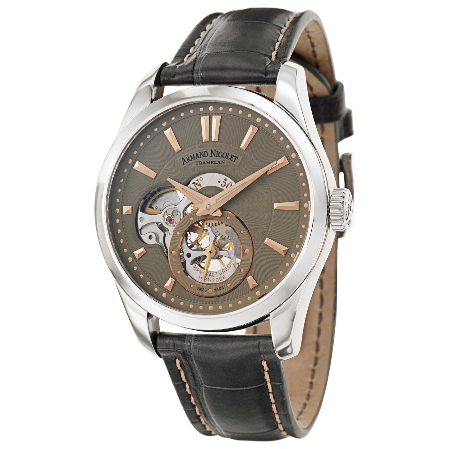 Front view of Armand Nicolet L06 Men's Manual-Wind Watch A130AAA-GS-P713GR2