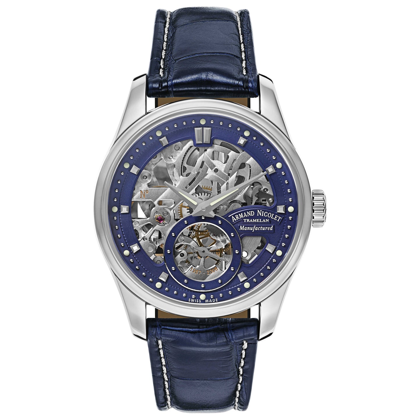 Front view of Armand Nicolet LR8 Men's Manual-Wind Watch A622AAA-BU-P713BU2