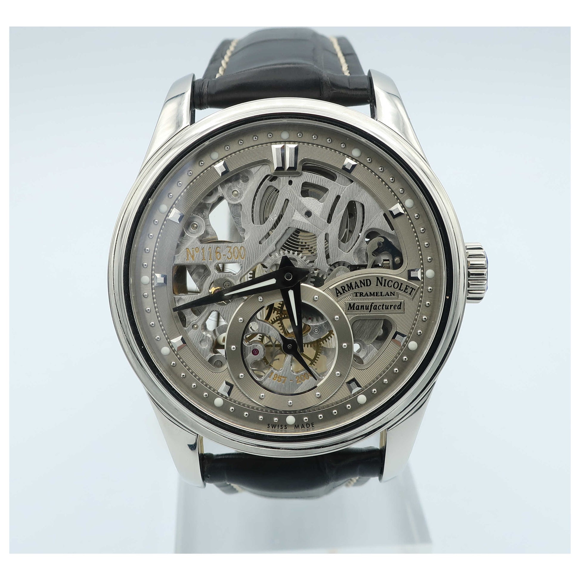 Front view of Armand Nicolet LR8 Men's Manual-Wind Watch A622AAA-GRP713GR2-SD