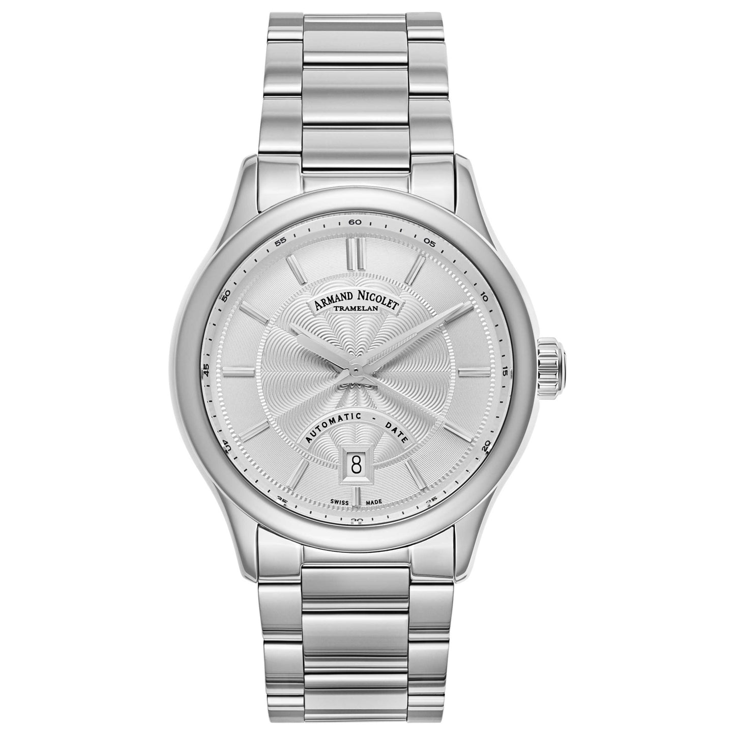 Front view of Armand Nicolet M02 Men's Automatic Watch A840BAA-AG-M2850A