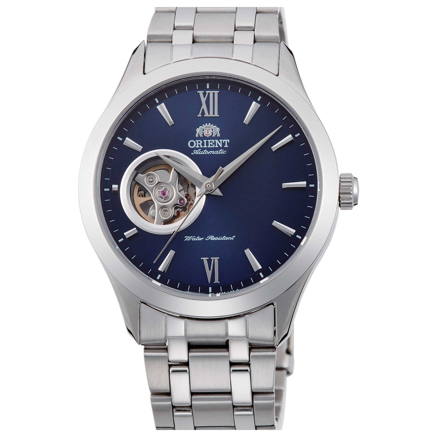 Front view of Orient Contemporary Open Heart Men's Automatic Watch AG03001D