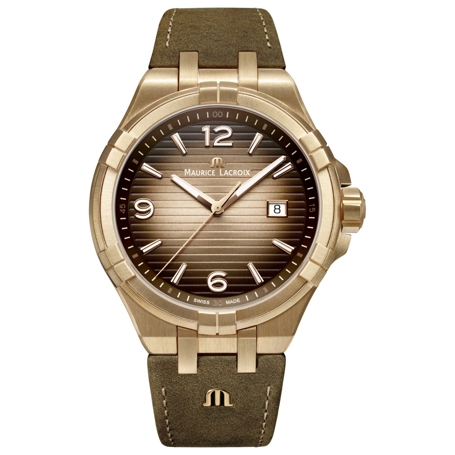 Front view of Maurice Lacroix Aikon Men's Swiss Quartz (Battery-Powered) Watch AI1028-BRZ01-720-1