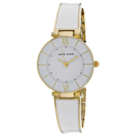Front view of Anne Klein Glitter Accented Enamel Bow Women's Quartz Watch AK-3510GPST